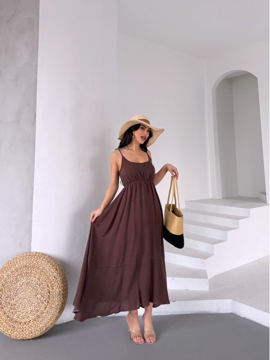 Doğa Ana Askılı Kakao Elbise Doğa Ana Askılı Kakao Elbise