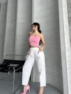 Flexible Bel Lastikli Keten Beyaz Pantolon Flexible Bel Lastikli Keten Beyaz Pantolon