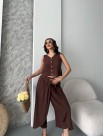 Keten Kakao Wooden Button Takım Keten Kakao Wooden Button Takım