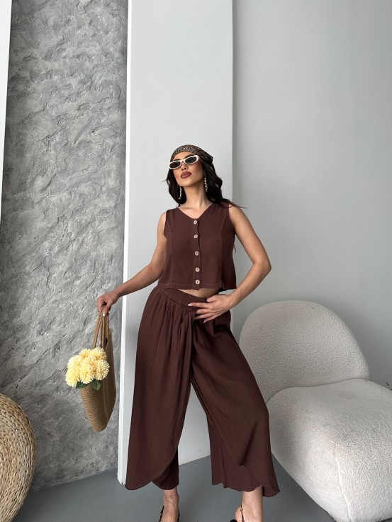 Keten Kakao Wooden Button Takım